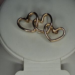 Triple Three Linked Hearts Love Good Tone Brooch Valentine's Anniversary Gift